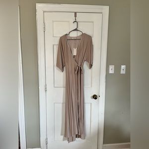Three Birds Nest Beige Wrap Maxi